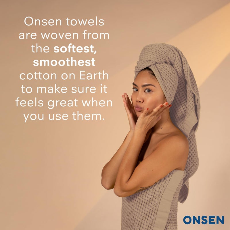 ONSEN Waffle Bath Sheet Set â€“ 3-Piece Cotton Bundle with Bath Sheet, Hand and Face Towels â€“ Lightweight, Quick Dry, and Absorbent â€“ Ideal for Bathroom, Gym, Guest Use â€“ Oatmeal - Image 5